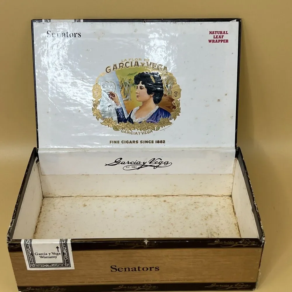 Lot of 2 Vintage La Flor De Garcia y Vega Senators Empty Cigar Boxes Tobacco 50